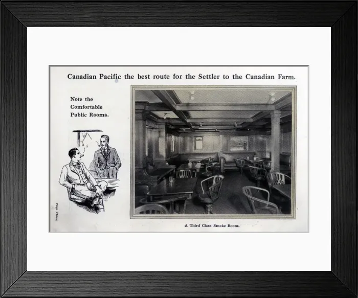 Framed Print : Canadian Pacific Third Class Smoke Room Framed Print : Canadian Pacific Third Class Smoke Room