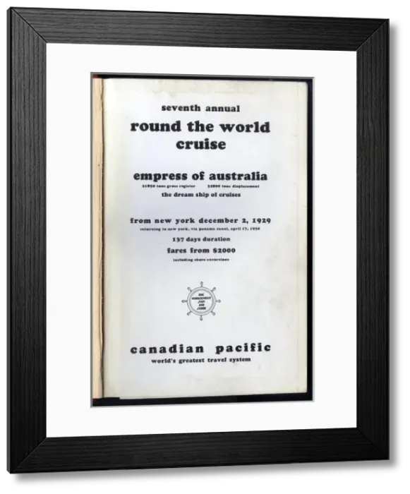 Framed Print : Book cover, Canadian Pacific, The World Is Round Framed Print : Book cover, Canadian Pacific, The World Is Round