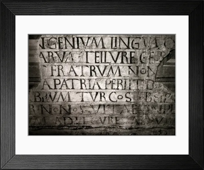 Framed Print : Detail of Latin lettering on church wall Lecce, Italy Framed Print : Detail of Latin lettering on church wall Lecce, Italy