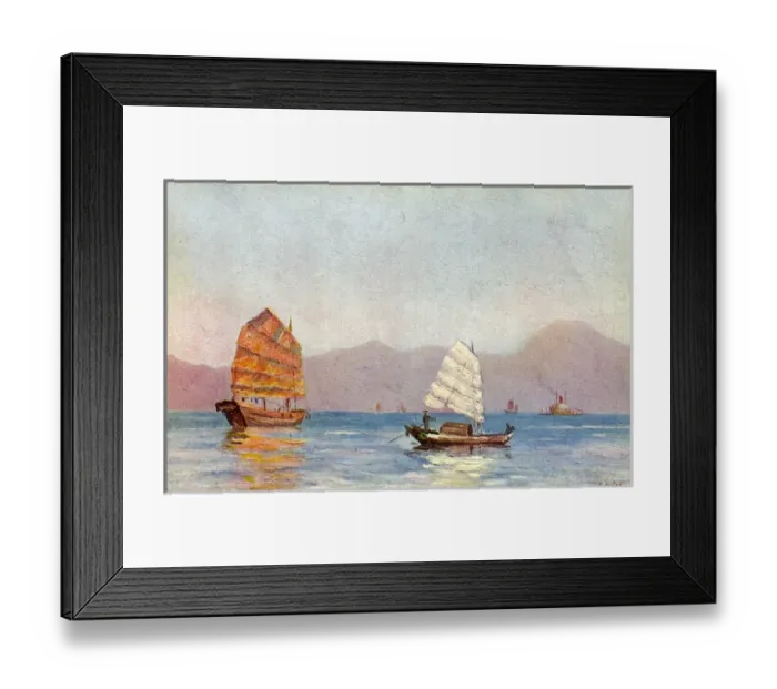 Framed Print : Chinese Junks in Hong Kong Bay Framed Print : Chinese Junks in Hong Kong Bay