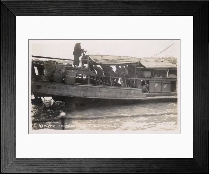 Framed Print : Human-powered Paddler Wheeler Ship, China Framed Print : Human-powered Paddler Wheeler Ship, China