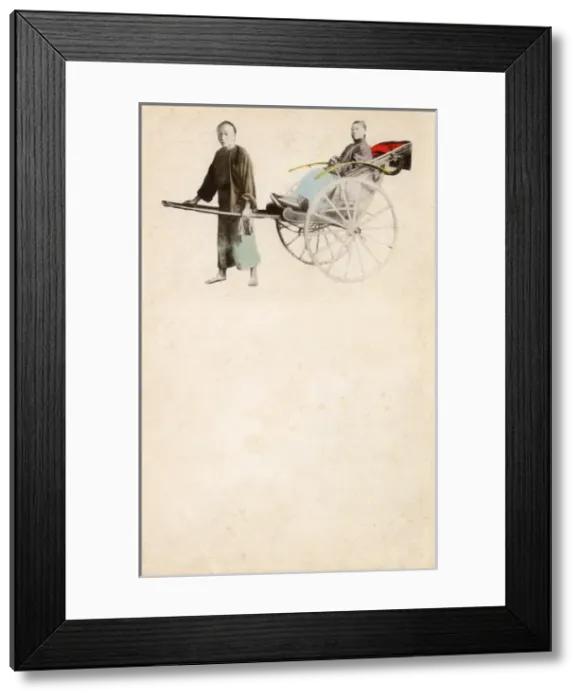 Framed Print : Japanese Rickshaw with Driver and Passenger Framed Print : Japanese Rickshaw with Driver and Passenger