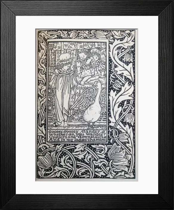 Framed Print : Illustration, Goosey Goosey Gander Framed Print : Illustration, Goosey Goosey Gander
