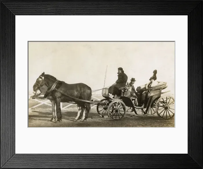 Framed Print : China - European couple of some status in a fine carriage Framed Print : China - European couple of some status in a fine carriage