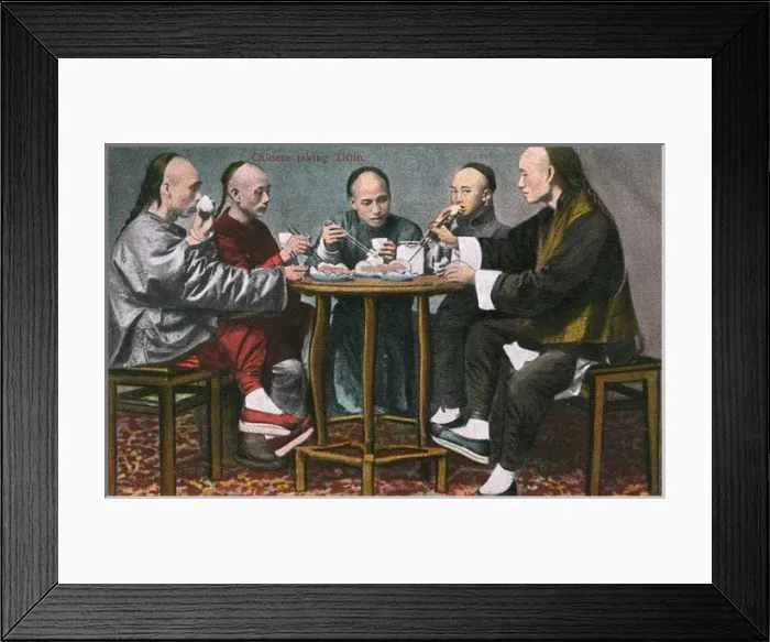 Framed Print : Five men sharing a meal, China Framed Print : Five men sharing a meal, China