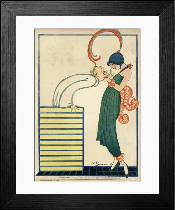 Framed Print : Cartoon, Mistinguett meets Voltaire Framed Print : Cartoon, Mistinguett meets Voltaire