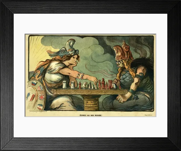 Framed Print : Cartoon, Check to the Red King! WW1 Framed Print : Cartoon, Check to the Red King! WW1