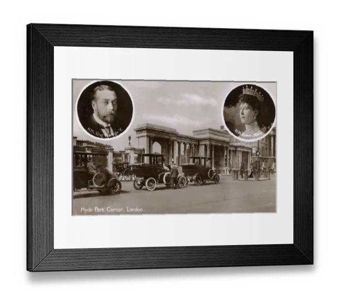 Framed Print : Hyde Park Corner with Royal inset portraits Framed Print : Hyde Park Corner with Royal inset portraits