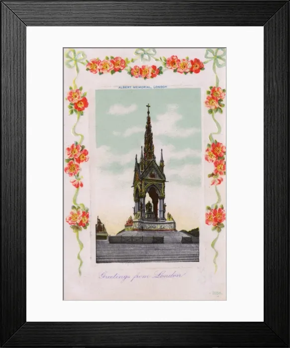 Framed Print : The Albert Memorial, London - with pretty floral border Framed Print : The Albert Memorial, London - with pretty floral border
