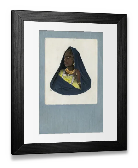 Framed Print : Egyptian Lady - Dark veil and elaborate golden jewellery Framed Print : Egyptian Lady - Dark veil and elaborate golden jewellery