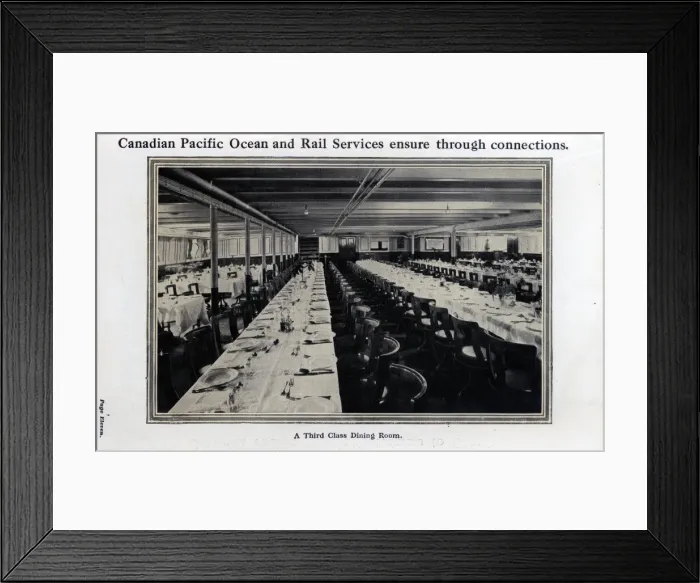 Framed Print : Canadian Pacific Third Class Dining Room Framed Print : Canadian Pacific Third Class Dining Room