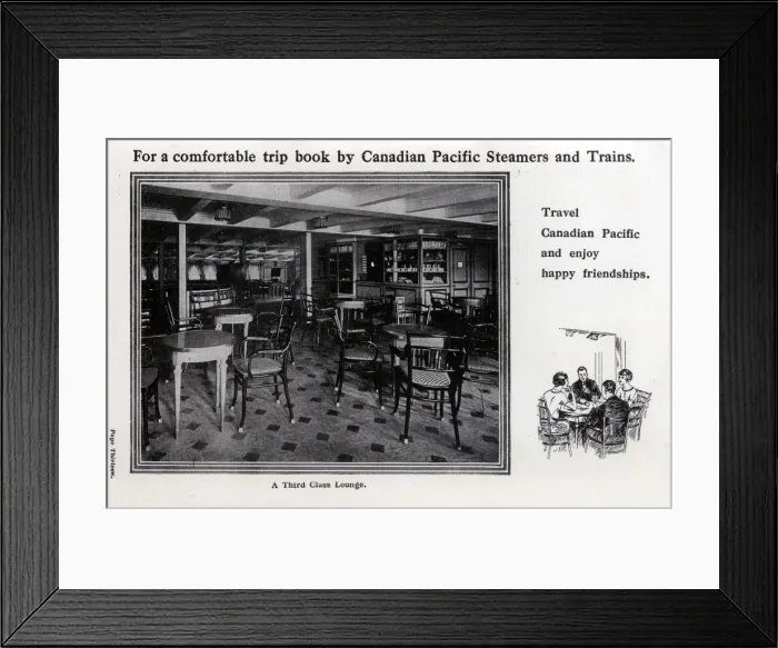 Framed Print : Canadian Pacific Third Class Lounge Framed Print : Canadian Pacific Third Class Lounge