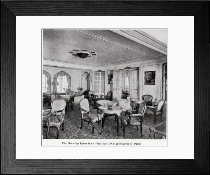 Framed Print : Drawing room on cruise liner, Empress of Australia Framed Print : Drawing room on cruise liner, Empress of Australia