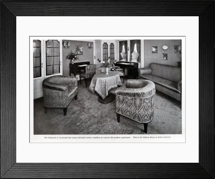 Framed Print : Private suite on cruise liner, Empress of Australia Framed Print : Private suite on cruise liner, Empress of Australia