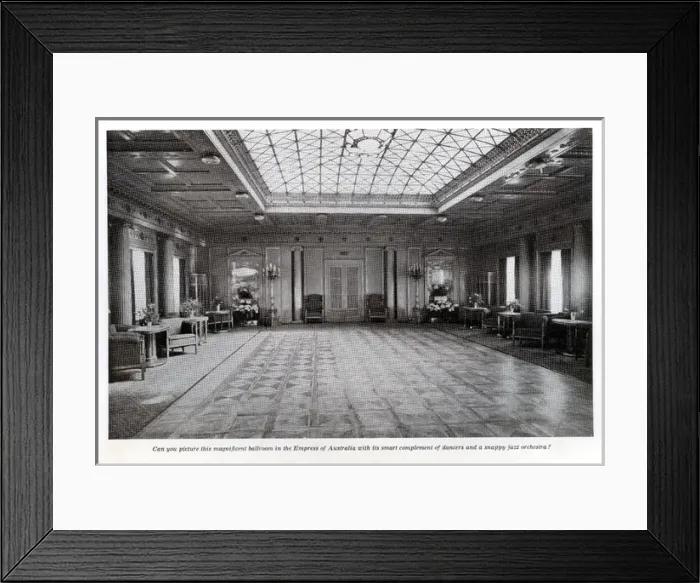 Framed Print : Ballroom on cruise liner, Empress of Australia Framed Print : Ballroom on cruise liner, Empress of Australia
