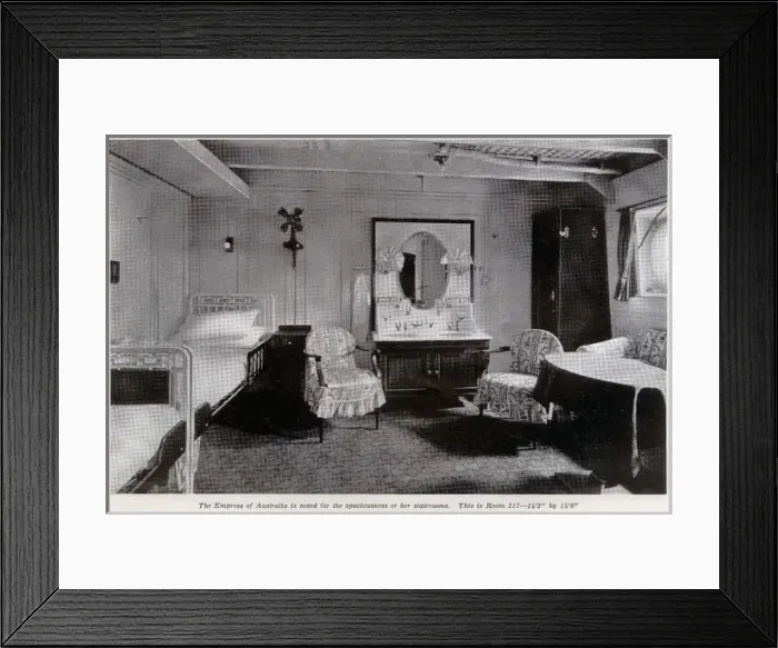 Framed Print : Private room on cruise liner, Empress of Australia Framed Print : Private room on cruise liner, Empress of Australia