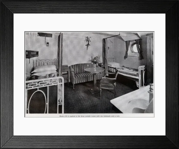 Framed Print : Private room on cruise liner, Empress of Australia Framed Print : Private room on cruise liner, Empress of Australia