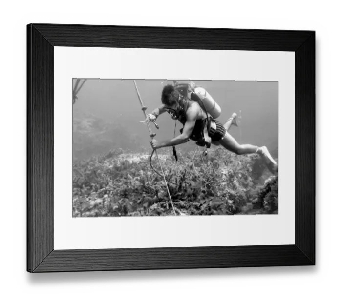 Framed Print : Diver with underwater house off the coast of Malta Framed Print : Diver with underwater house off the coast of Malta