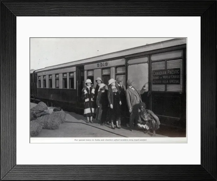 Framed Print : Canadian Pacific cruise passengers with train in India Framed Print : Canadian Pacific cruise passengers with train in India
