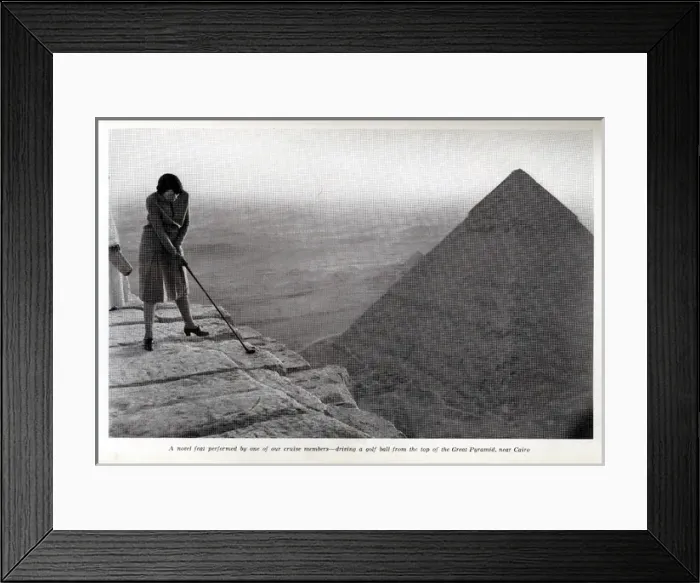 Framed Print : Canadian Pacific cruise passenger playing golf, Egypt Framed Print : Canadian Pacific cruise passenger playing golf, Egypt