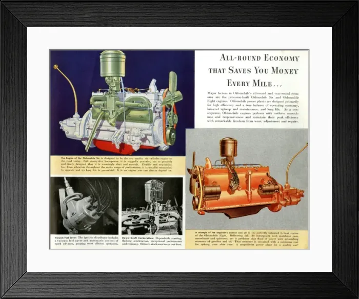 Framed Print : Brochure page, Oldsmobile cars Framed Print : Brochure page, Oldsmobile cars