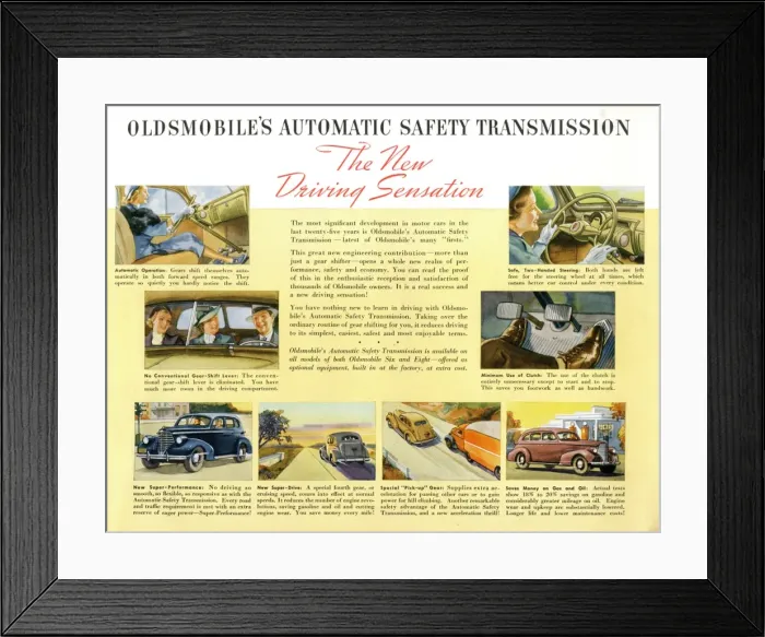 Framed Print : Brochure page, Oldsmobile cars Framed Print : Brochure page, Oldsmobile cars