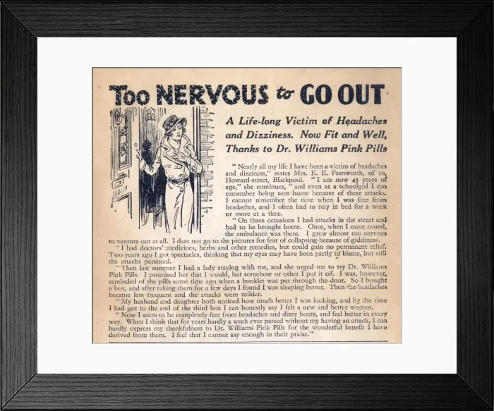 Framed Print : Advertisement, Dr Williams pink pills for pale people Framed Print : Advertisement, Dr Williams pink pills for pale people