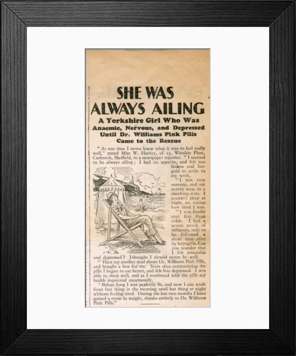 Framed Print : Advertisement, Dr Williams pink pills for pale people Framed Print : Advertisement, Dr Williams pink pills for pale people