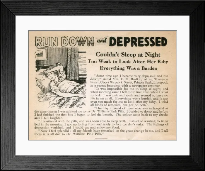 Framed Print : Advertisement, Dr Williams pink pills for pale people Framed Print : Advertisement, Dr Williams pink pills for pale people