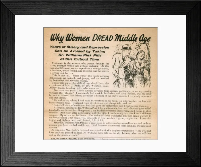 Framed Print : Advertisement, Dr Williams pink pills for pale people Framed Print : Advertisement, Dr Williams pink pills for pale people