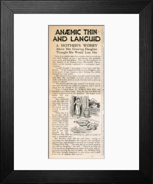 Framed Print : Advertisement, Dr Williams pink pills for pale people Framed Print : Advertisement, Dr Williams pink pills for pale people