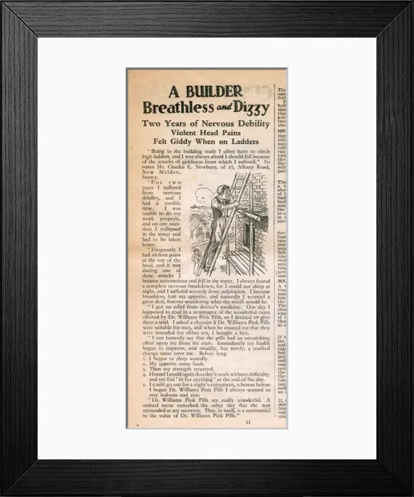 Framed Print : Advertisement, Dr Williams pink pills for pale people Framed Print : Advertisement, Dr Williams pink pills for pale people