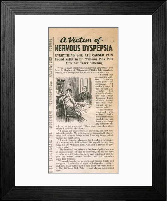 Framed Print : Advertisement, Dr Williams pink pills for pale people Framed Print : Advertisement, Dr Williams pink pills for pale people