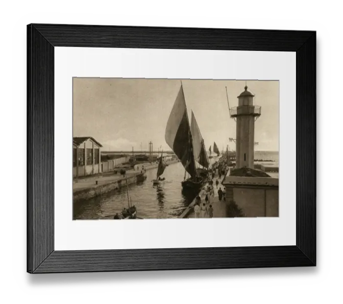 Framed Print : Viareggio, Italy - Canal and lighthouse