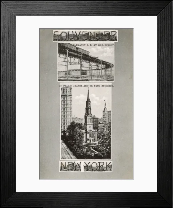 Framed Print : NYC - Elevated Railway at 110th Street and St. Pauls Chapel Framed Print : NYC - Elevated Railway at 110th Street and St. Pauls Chapel