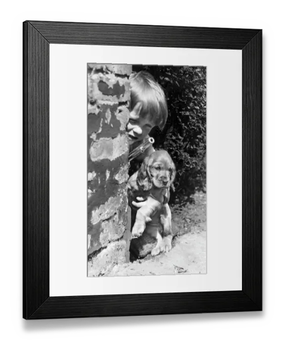 Framed Print : Susi - playing cowboys with boy and toy gun