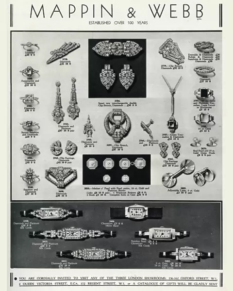 Advert for Mappin & Webb fine jewellery 1934