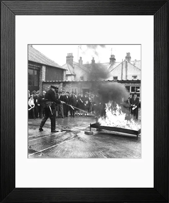 Framed Print : Firefighting demonstration at a school in Eastbourne Framed Print : Firefighting demonstration at a school in Eastbourne