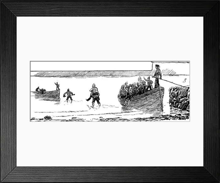 Framed Print : Marines at Uig wading to their boats at low tide Framed Print : Marines at Uig wading to their boats at low tide