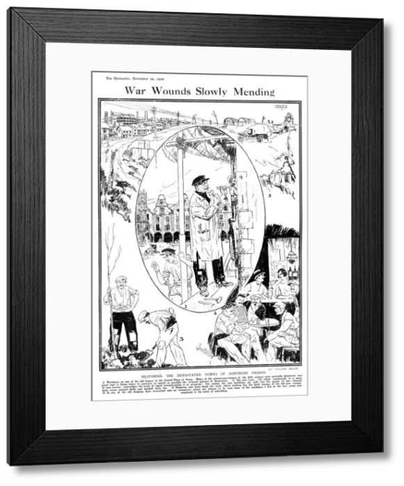 Framed Print : War Wounds Slowly Mending - repairs to towns in France Framed Print : War Wounds Slowly Mending - repairs to towns in France