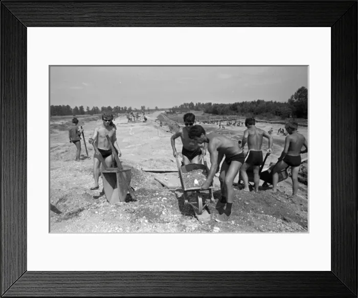 Framed Print : Communist Youth labour camp, Yugoslavia Framed Print : Communist Youth labour camp, Yugoslavia
