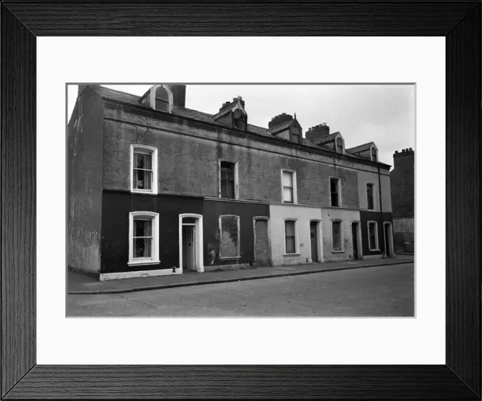Framed Print : Houses damaged in a riot, Belfast, Northern Ireland Framed Print : Houses damaged in a riot, Belfast, Northern Ireland