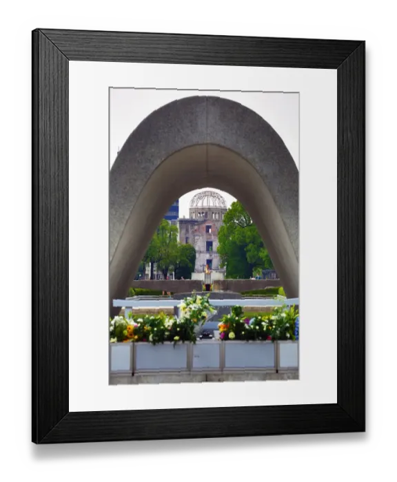 Framed Print : Memorial Cenotaph and Atomic Bomb Dome, Hiroshima Framed Print : Memorial Cenotaph and Atomic Bomb Dome, Hiroshima