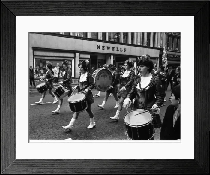 Framed Print : Girls band on parade, Belfast, Northern Ireland Framed Print : Girls band on parade, Belfast, Northern Ireland