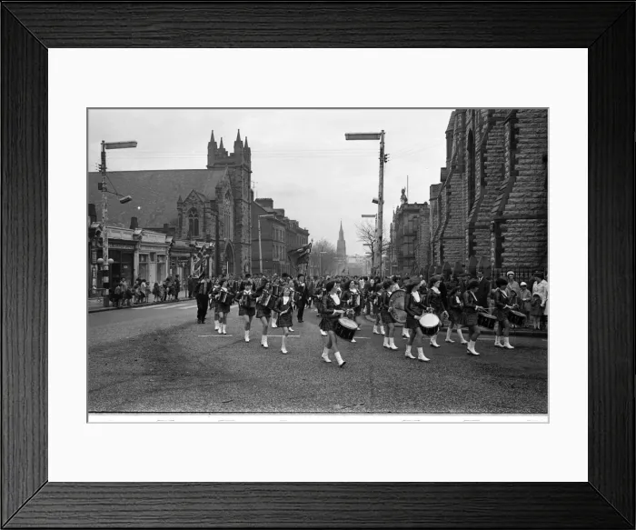 Framed Print : Girls band on parade, Belfast, Northern Ireland Framed Print : Girls band on parade, Belfast, Northern Ireland