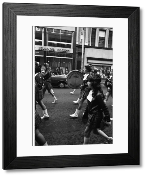 Framed Print : Girls band on parade, Belfast, Northern Ireland Framed Print : Girls band on parade, Belfast, Northern Ireland