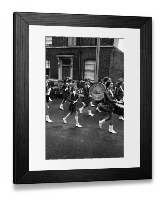 Framed Print : Girls band on parade, Belfast, Northern Ireland Framed Print : Girls band on parade, Belfast, Northern Ireland