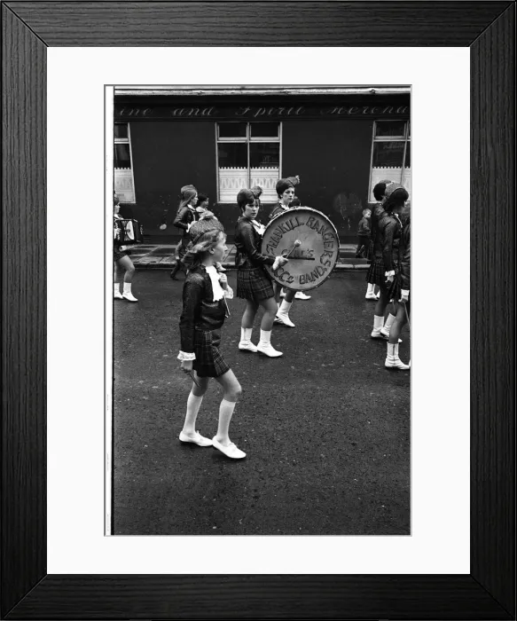 Framed Print : Girls band on parade, Belfast, Northern Ireland Framed Print : Girls band on parade, Belfast, Northern Ireland