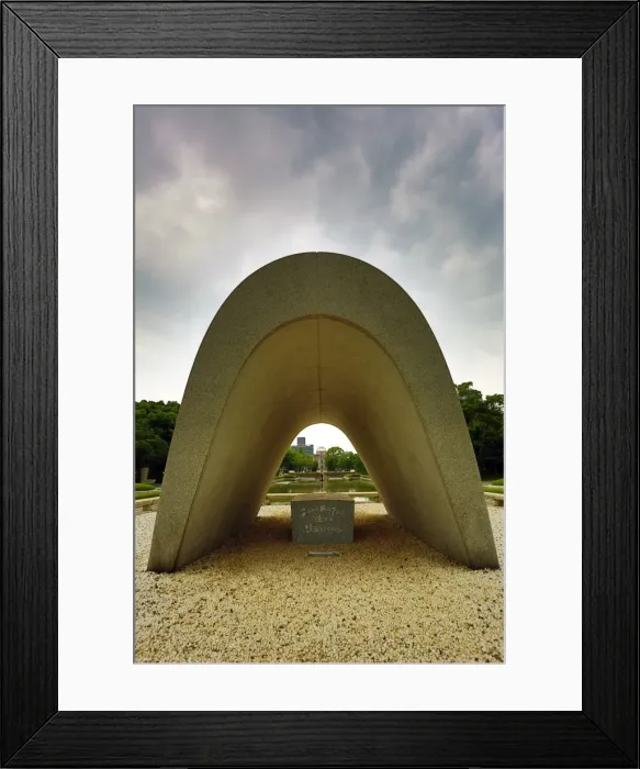 Framed Print : Memorial Cenotaph and Atomic Bomb Dome, Hiroshima Framed Print : Memorial Cenotaph and Atomic Bomb Dome, Hiroshima