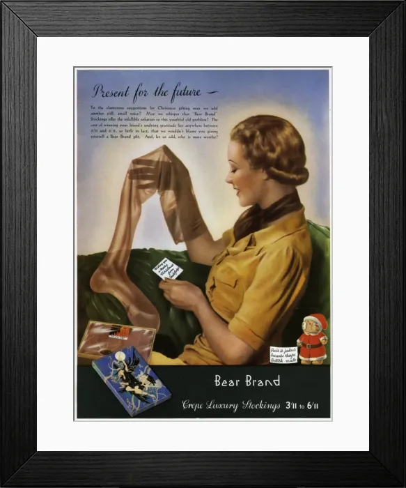 Framed Print : Advert for Stockings by Bear Brand 1937 Framed Print : Advert for Stockings by Bear Brand 1937